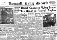 Primeira página do Roswell Daily Record. 8 julho 1947