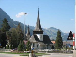 Ancient church in Rougemont, Switzerland