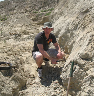 Me digging out some fossils